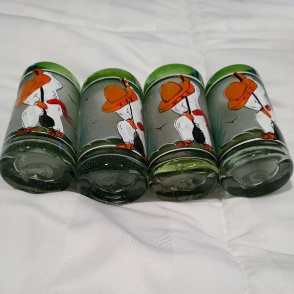 Set of 4 Hand blown Mexican hand painted shot Glasses - Picture 9 of 13